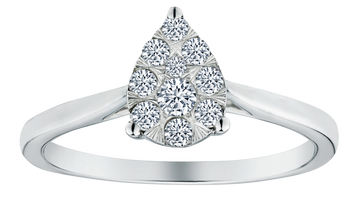 .25 Carat of Diamonds Pear Shaped Cluster Rings, 10kt White Gold.....................NOW