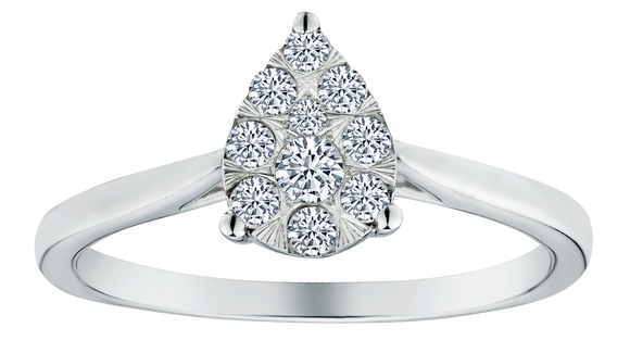 .25 Carat of Diamonds Pear Shaped Cluster Rings, 10kt White Gold.....................NOW