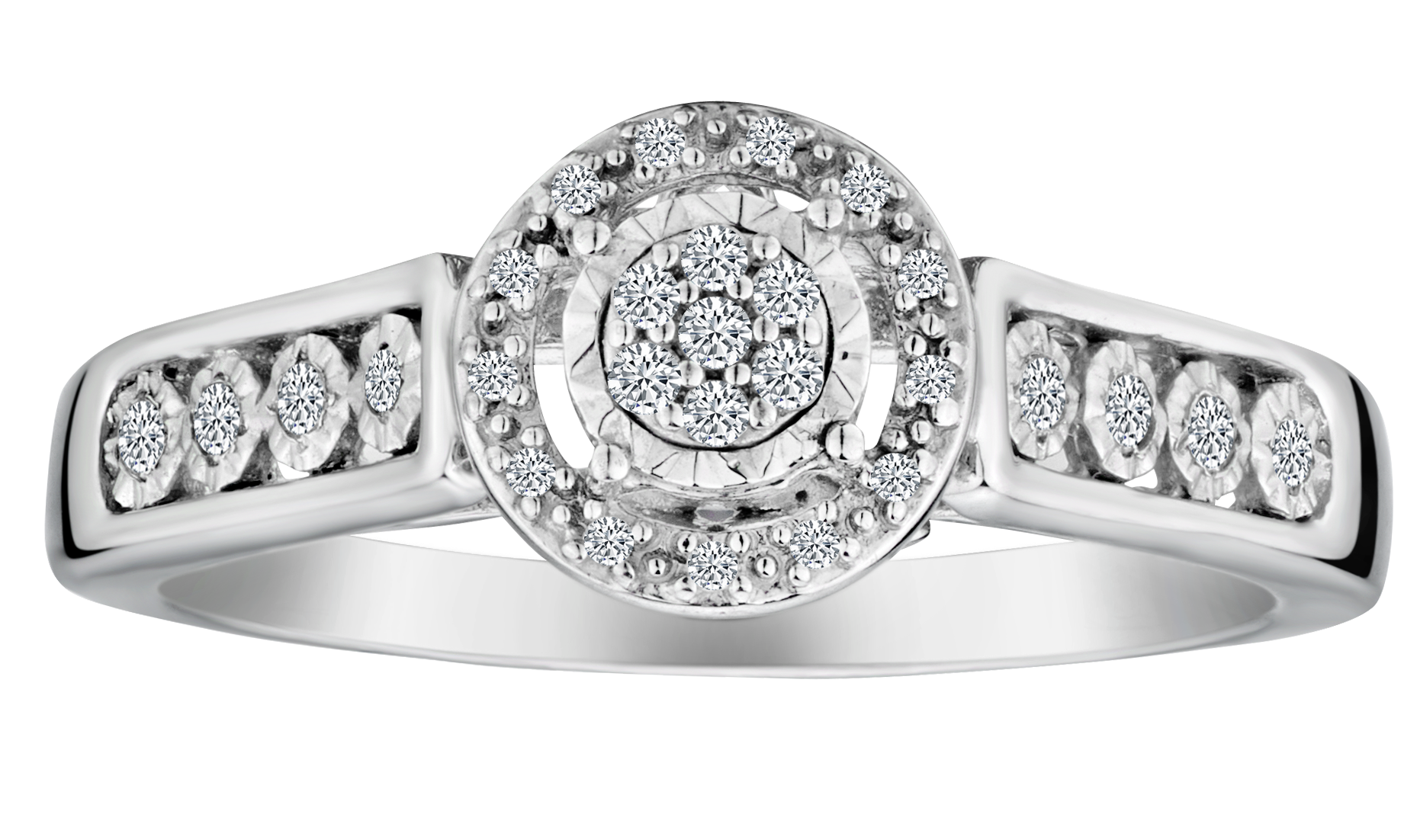 .11 Carat of Diamonds Cluster Halo Ring, Silver.....................NOW