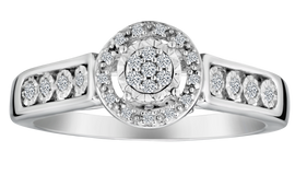 .11 Carat of Diamonds Cluster Halo Ring, Silver.....................NOW