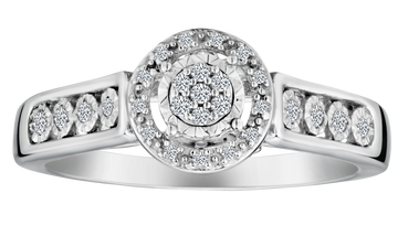 .11 Carat of Diamonds Cluster Halo Ring, Silver.....................NOW