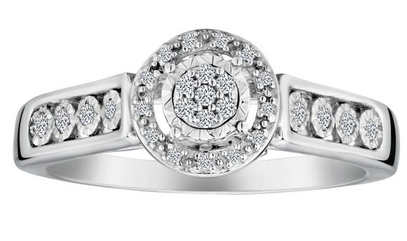 .11 Carat of Diamonds Cluster Halo Ring, Silver.....................NOW