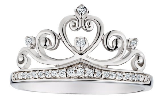 .10 Carat of Diamonds Crown Ring, Silver.....................NOW
