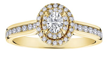 .63 Carat of Diamonds Halo Engagement Ring, 14kt Yellow Gold.....................NOW