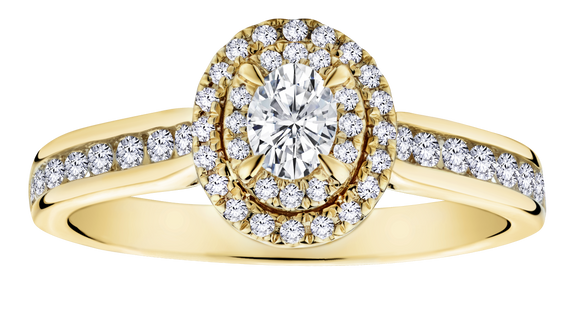 .63 Carat of Diamonds Halo Engagement Ring, 14kt Yellow Gold.....................NOW