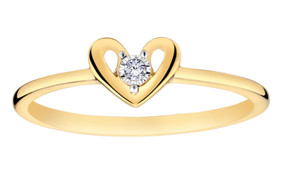 .03 Carat of Diamonds Heart Ring, 10kt Yellow Gold.....................NOW