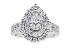 2.00 Carat of Lab Grown Diamonds Pear Cut Ring, 10kt White Gold.....................NOW