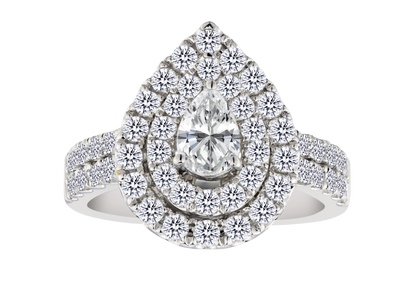 2.00 Carat of Lab Grown Diamonds Pear Cut Ring, 10kt White Gold.....................NOW
