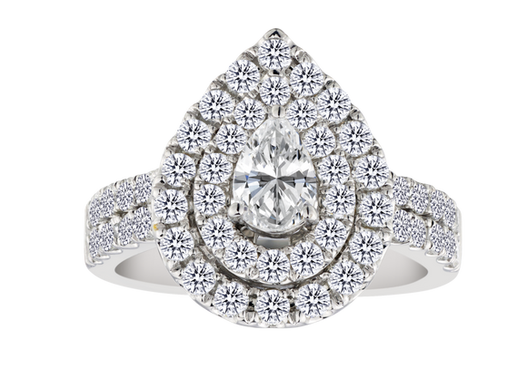 2.00 Carat of Lab Grown Diamonds Pear Cut Ring, 10kt White Gold.....................NOW