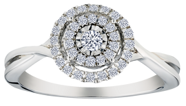 .26 Carat of Lab Grown Diamonds Double Halo "Miracle" Ring, Silver.....................NOW