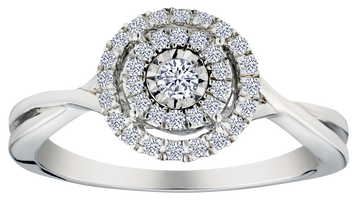 .26 Carat of Lab Grown Diamonds Double Halo "Miracle" Ring, Silver.....................NOW