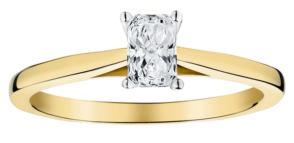 .45 Carat of Lab Grown Diamond Radiant Cut Solitaire Ring, 10kt Yellow Gold.....................NOW