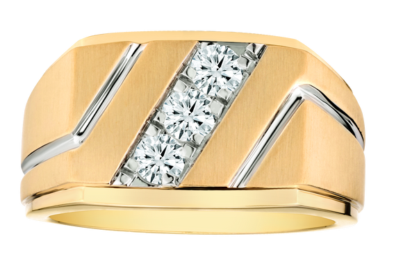 .50 Carat of Lab Grown Diamonds "Past, Present, Future" Men's Ring, 10kt Yellow Gold.....................NOW