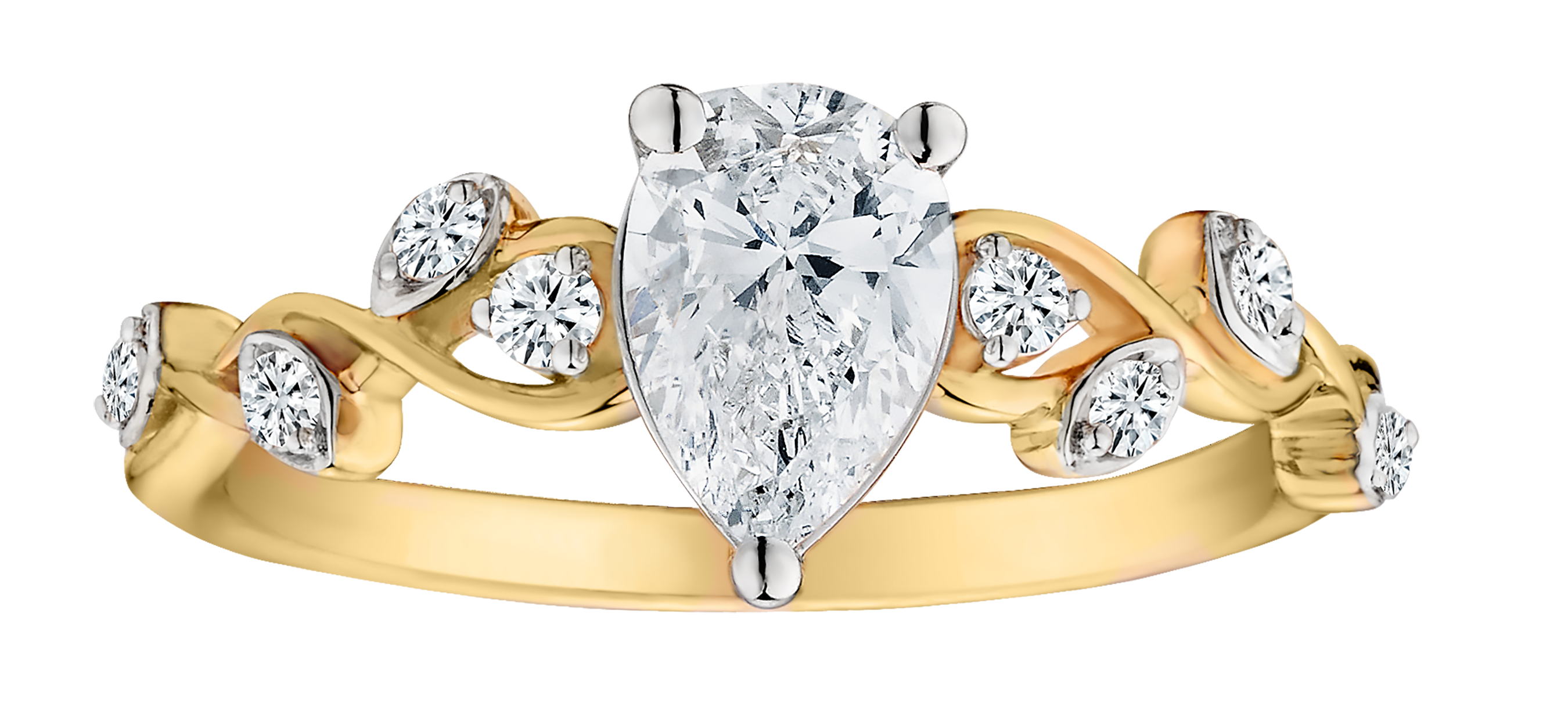 .90 Carat of Lab Grown Diamonds Pear Ring, 10kt Yellow Gold.....................NOW