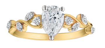 .90 Carat of Lab Grown Diamonds Pear Ring, 10kt Yellow Gold.....................NOW