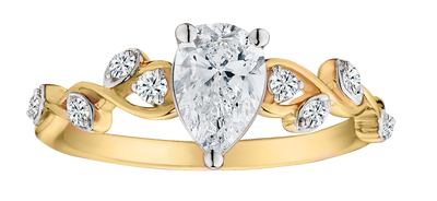 .90 Carat of Lab Grown Diamonds Pear Ring, 10kt Yellow Gold.....................NOW
