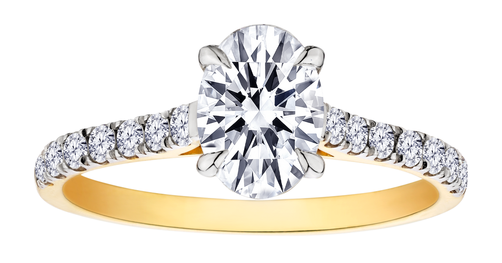 1.33 Carat of Lab Grown Diamonds "Oval" Cut Engagement Ring, 14kt Two Tone Gold.....................NOW