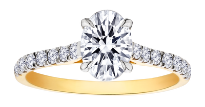 1.33 Carat of Lab Grown Diamonds "Oval" Cut Engagement Ring, 14kt Two Tone Gold.....................NOW