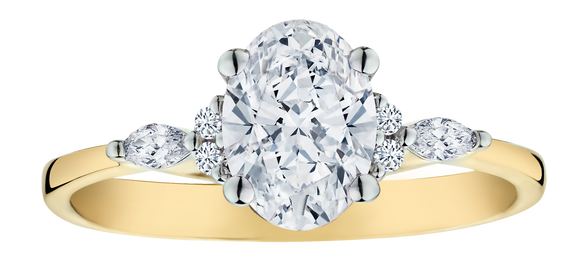 1.11 Carat of Lab Grown Diamonds Engagement Ring, 14kt Two Tone.....................NOW