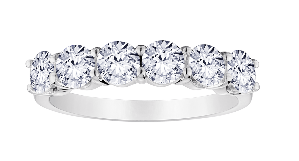 1.62 Carat Of Lab Grown Diamond 6 Stone Ring, 14kt White Gold.....................NOW