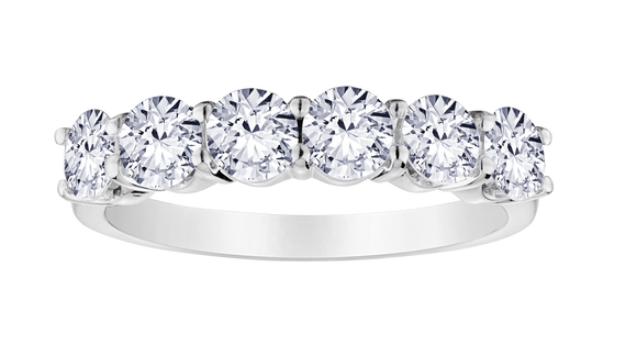 1.62 Carat Of Lab Grown Diamond 6 Stone Ring, 14kt White Gold.....................NOW