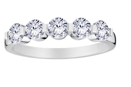 1.00 Carat Of Lab Grown Diamonds 5 Stone Anniversary Band, 14kt White Gold.....................NOW