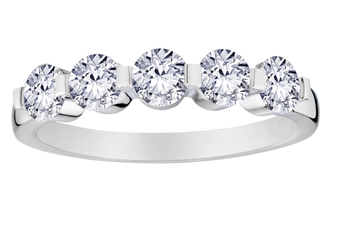 1.00 Carat Of Lab Grown Diamonds 5 Stone Anniversary Band, 14kt White Gold.....................NOW - Griffin Jewellery Designs