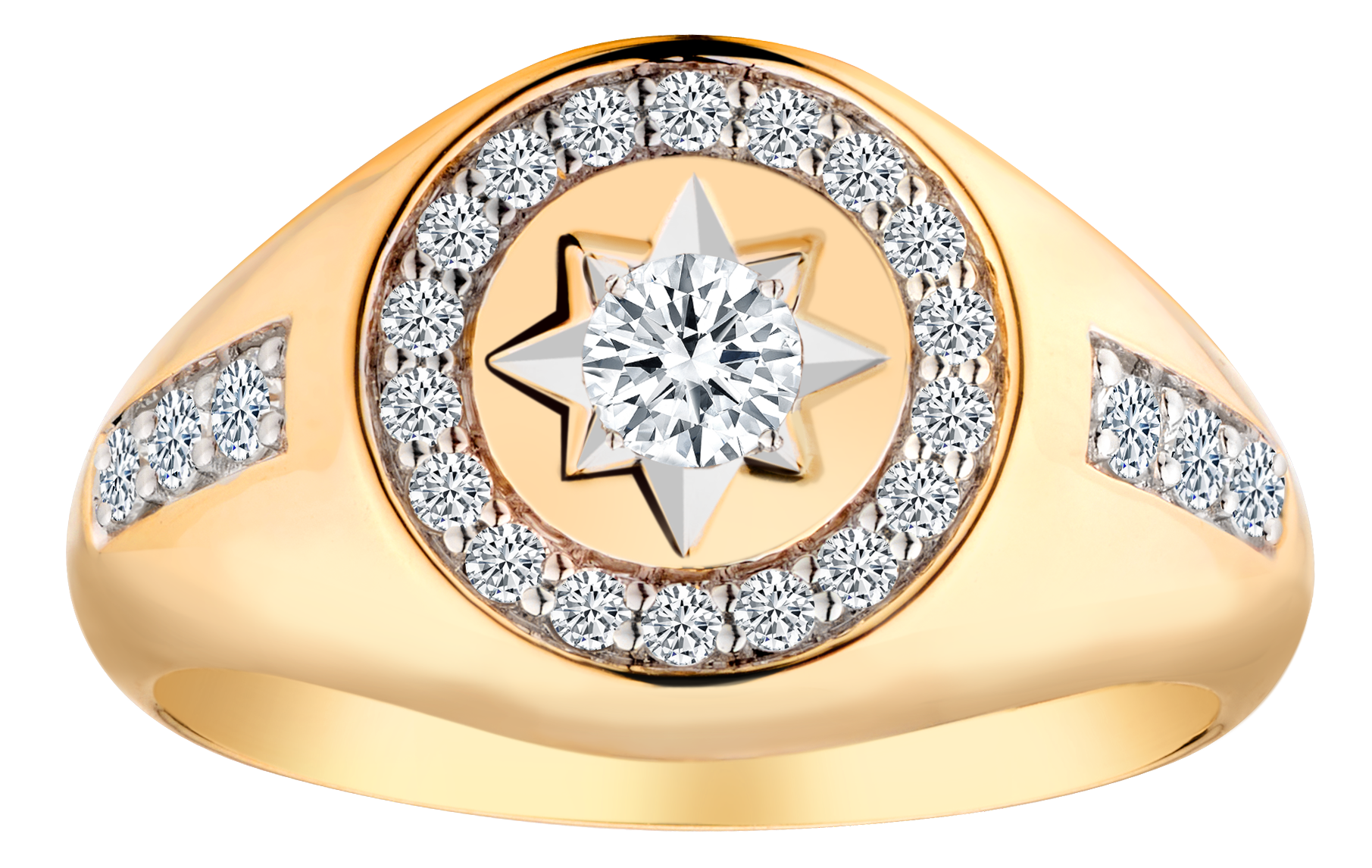 .75 Carat of Lab Grown Diamonds Men's "Star" Ring, 10kt Yellow Gold.....................NOW