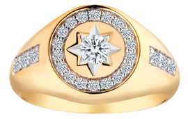 .75 Carat of Lab Grown Diamonds Men's "Star" Ring, 10kt Yellow Gold.....................NOW