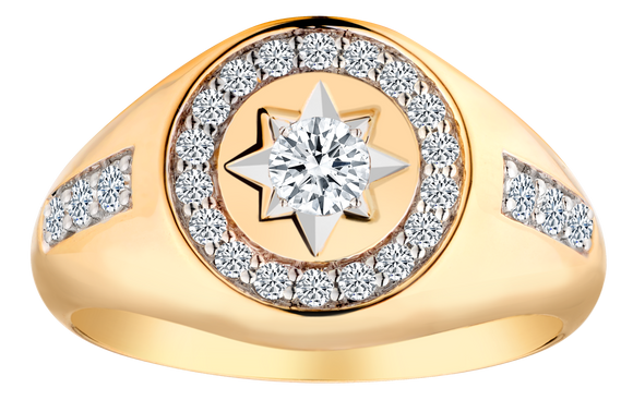 .75 Carat of Lab Grown Diamonds Men's "Star" Ring, 10kt Yellow Gold.....................NOW