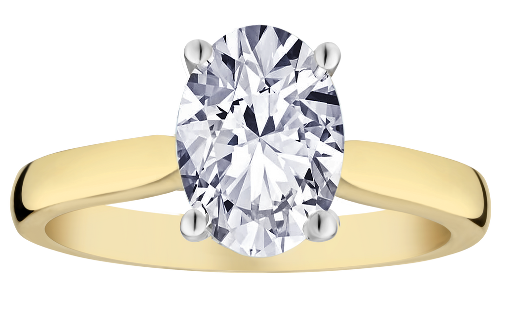 1.91+ Carat Of Lab Grown Diamond "Oval" Cut Ring, 14kt Two Tone.....................NOW