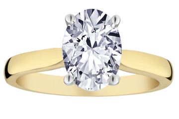 1.91+ Carat Of Lab Grown Diamond "Oval" Cut Ring, 14kt Two Tone.....................NOW