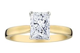 1.44+ Carat Of Lab Grown Diamond "Radiant" Cut Ring, 14kt Two Tone.....................NOW