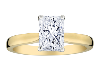 1.44+ Carat Of Lab Grown Diamond "Radiant" Cut Ring, 14kt Two Tone.....................NOW