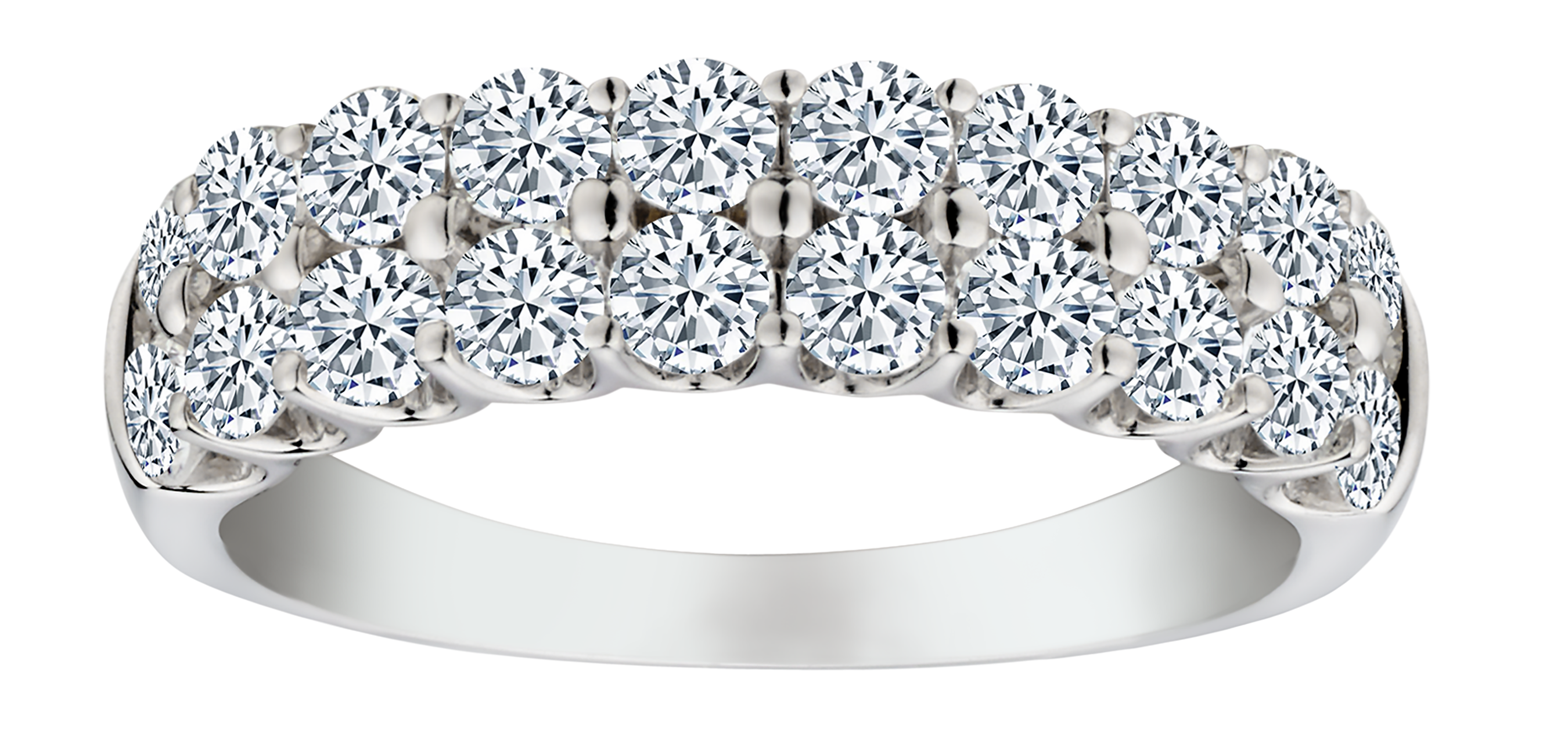 1.50 Carat of Lab Grown Diamonds 2 Row Band, 14kt White Gold.....................NOW