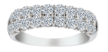 1.50 Carat of Lab Grown Diamonds 2 Row Band, 14kt White Gold.....................NOW