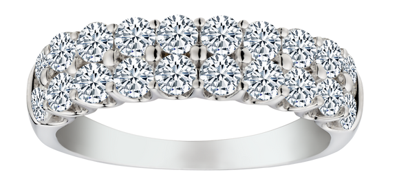 1.50 Carat of Lab Grown Diamonds 2 Row Band, 14kt White Gold.....................NOW