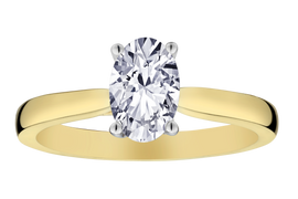 1.00+ Carat Of Lab Grown Diamonds "Oval" Cut Hidden Halo Ring, 14kt Two Tone.....................NOW