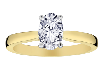 1.00+ Carat Of Lab Grown Diamonds "Oval" Cut Hidden Halo Ring, 14kt Two Tone.....................NOW