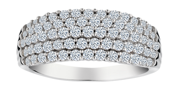 1.00 Carat of Lab Grown Diamonds 5 Row Band Ring, 10kt White Gold.....................NOW