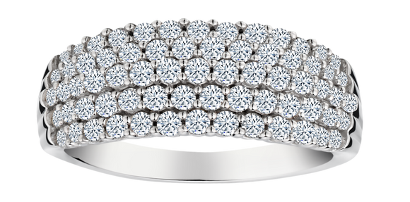 1.00 Carat of Lab Grown Diamonds 5 Row Band Ring, 10kt White Gold.....................NOW