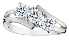 1.00 Carat of Lab Grown Diamonds "Past, Present, Future" Ring, 14kt White Gold.....................NOW