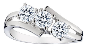 1.00 Carat of Lab Grown Diamonds "Past, Present, Future" Ring, 14kt White Gold.....................NOW