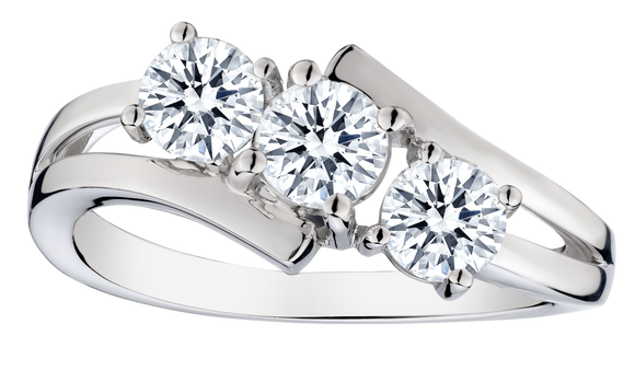 1.00 Carat of Lab Grown Diamonds "Past, Present, Future" Ring, 14kt White Gold.....................NOW