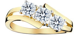 1.00 Carat of Lab Grown Diamonds "Past, Present, Future" Ring, 14kt Yellow Gold.....................NOW
