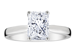 2.00+ Carat Of Lab Grown Diamonds "Radiant" Cut Hidden Halo Ring, 14kt White Gold.....................NOW
