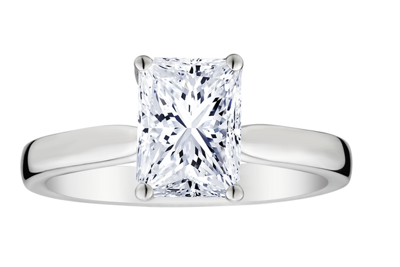 2.00+ Carat Of Lab Grown Diamonds "Radiant" Cut Hidden Halo Ring, 14kt White Gold.....................NOW