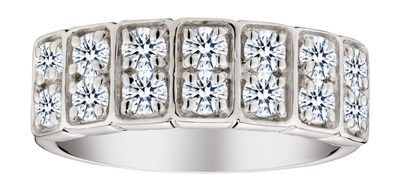 1.06 Carat of Lab Grown Diamonds Two Row" Ring, Silver.....................NOW