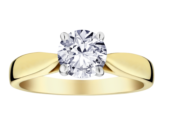 1.00+ Carat Of Lab Grown Diamond "Brilliant" Cut Ring, 14kt Two Tone.....................NOW