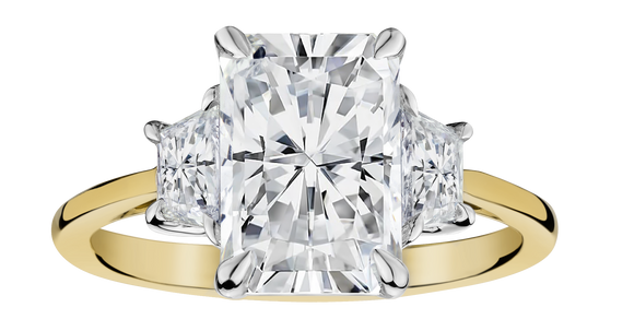 3.50 Carat of Lab Grown Diamonds "Past, Present, Future" Engagement Ring, 14kt Two Tone.....................NOW